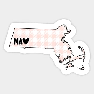 USA States: Massachusetts (pink plaid) Sticker